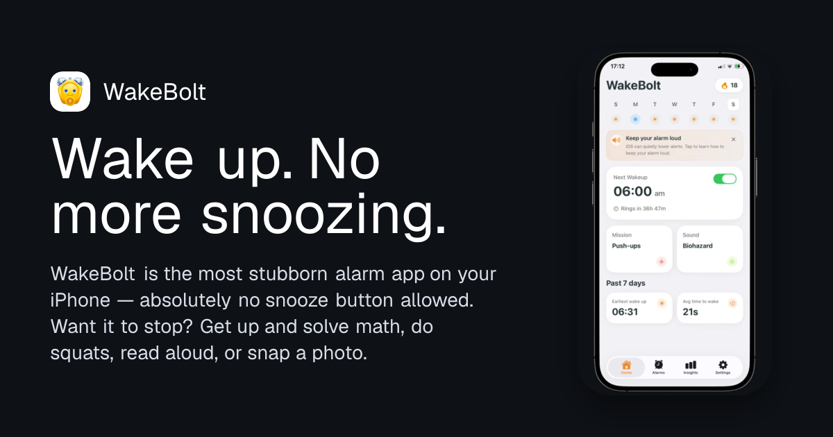 WakeBolt: Mission Alarm Clock screenshot 1